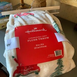 Hallmark, NEW WITH TAGS plush CHRISTMAS throw blanket, has RED Christmas truck.